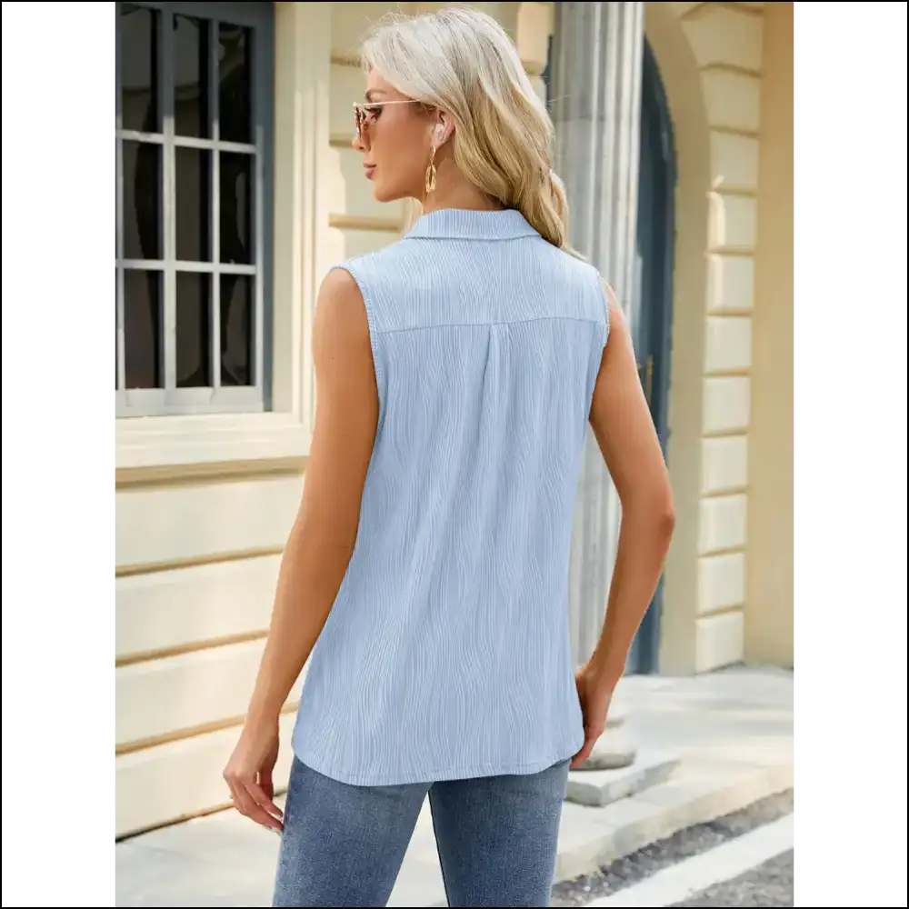 Chic Textured Johnny Collar Tank - Tops on Sale Worldwide Shipping