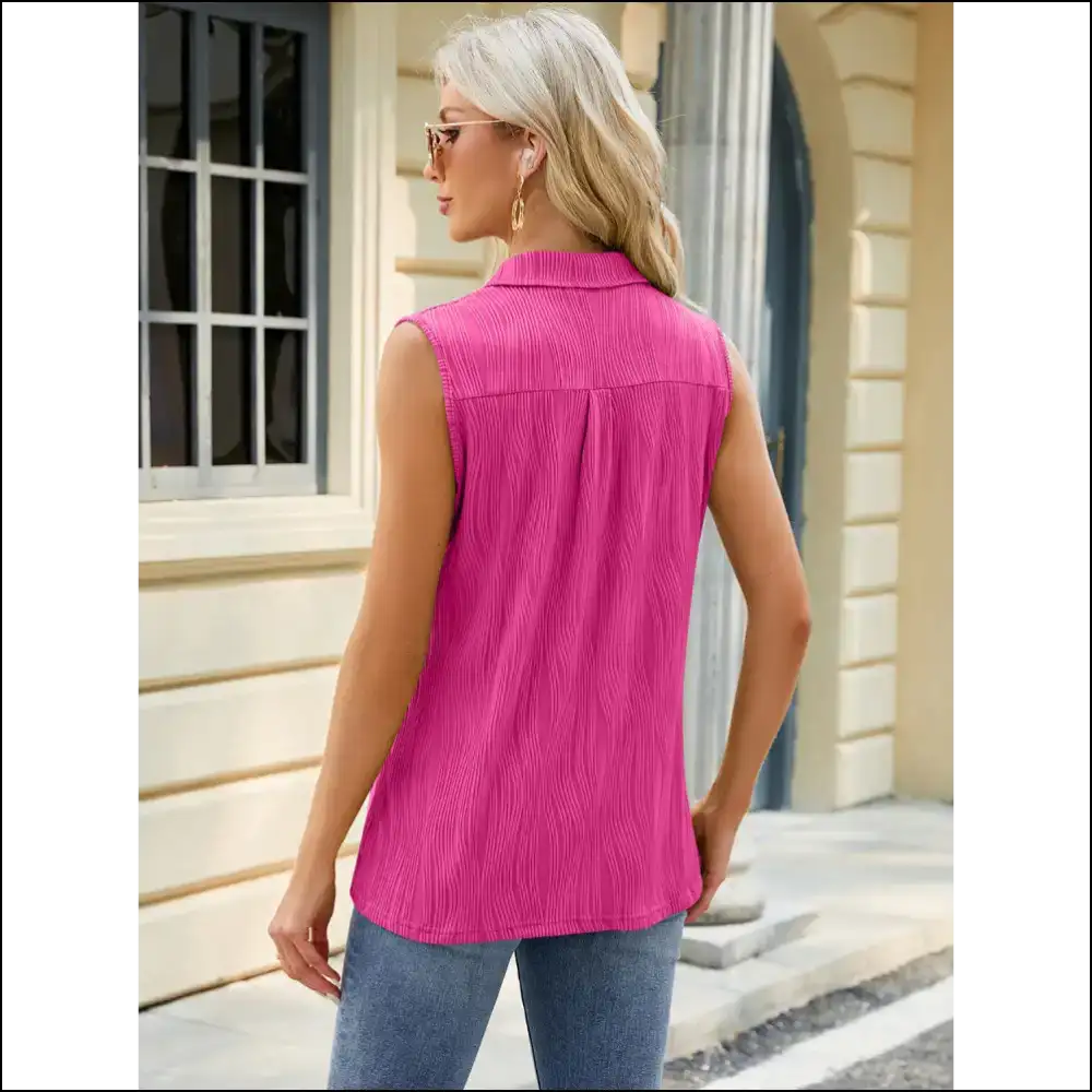 Chic Textured Johnny Collar Tank - Tops on Sale Worldwide Shipping