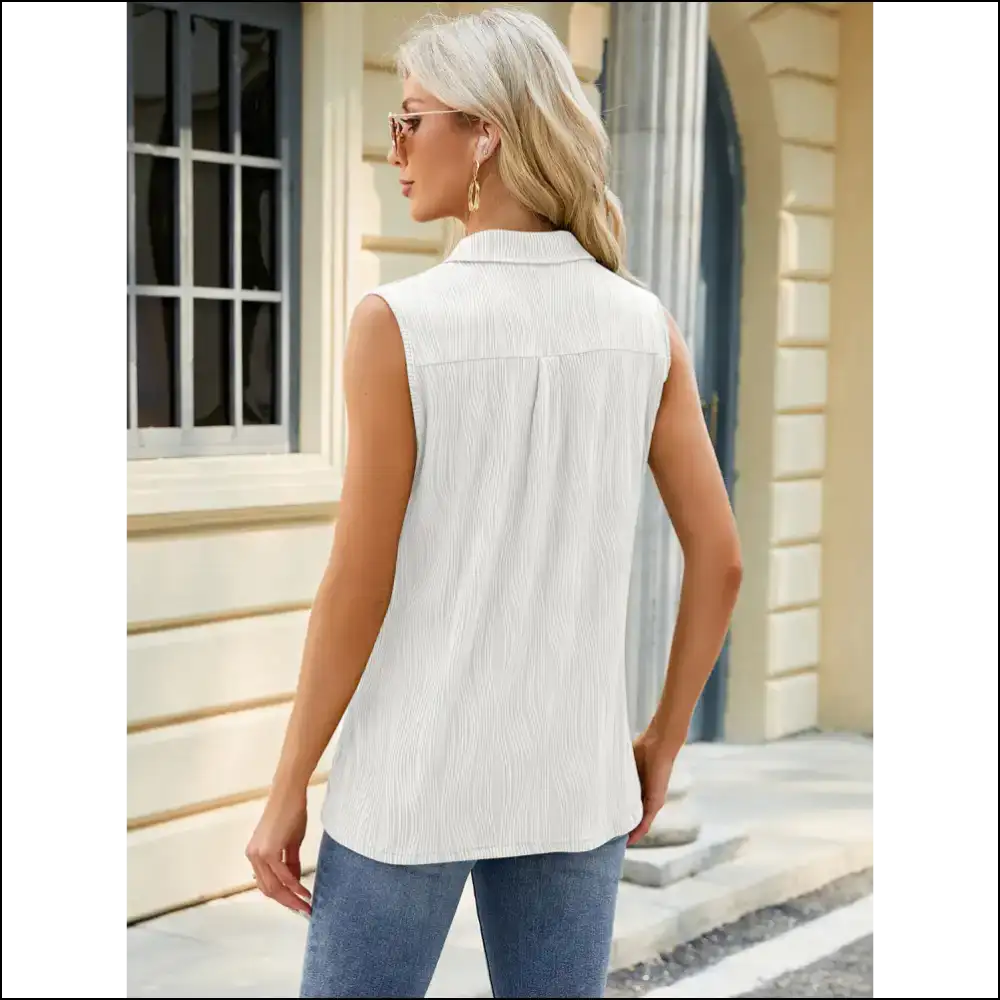 Chic Textured Johnny Collar Tank - Tops on Sale Worldwide Shipping