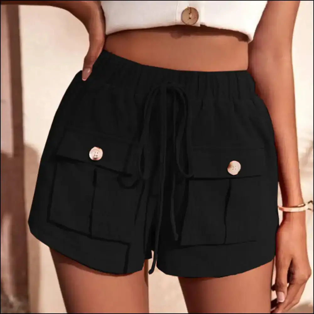 Chic Tie Waist Cargo Shorts for Women - Black / s - on Sale Worldwide Shipping