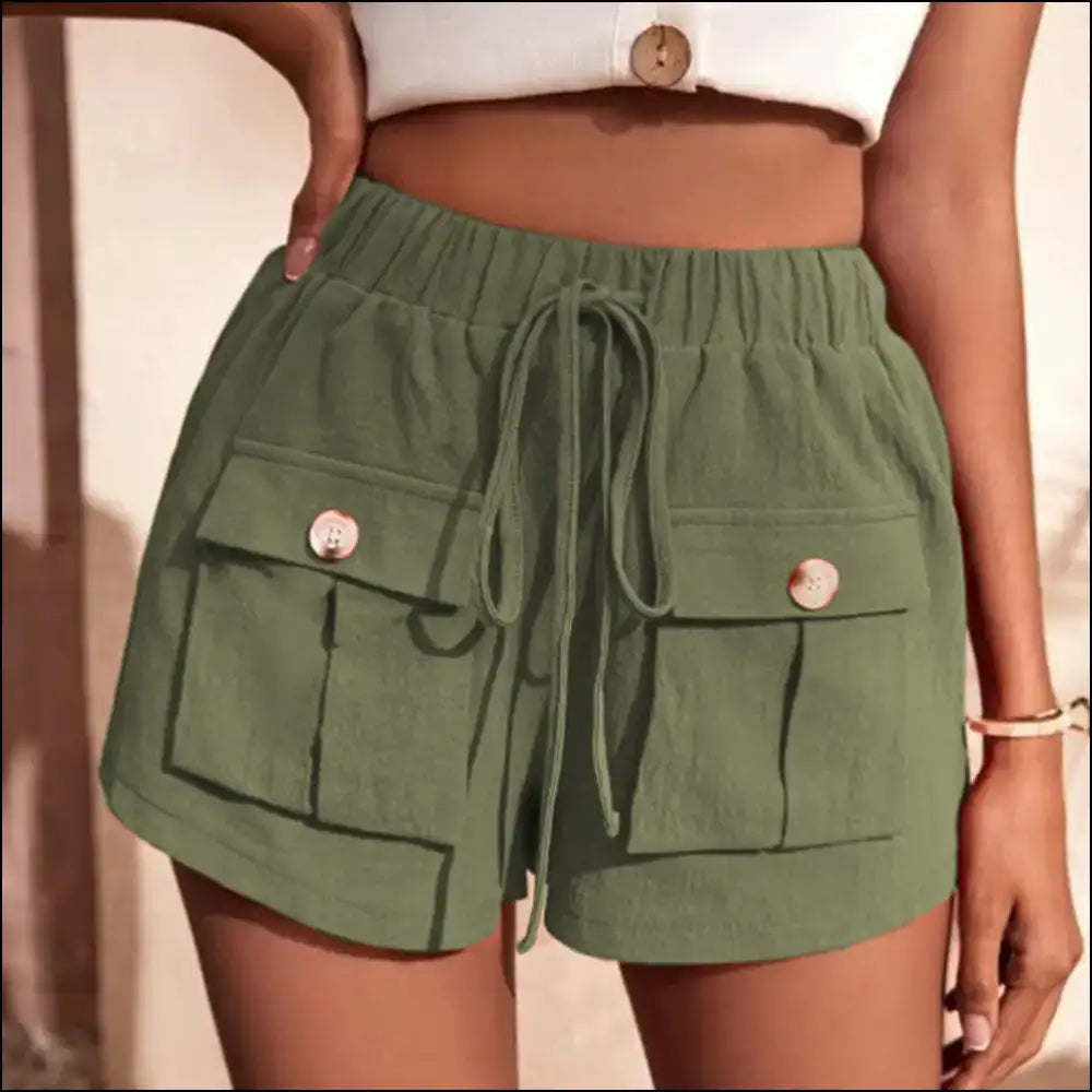 Chic Tie Waist Cargo Shorts for Women - Green / l - on Sale Worldwide Shipping