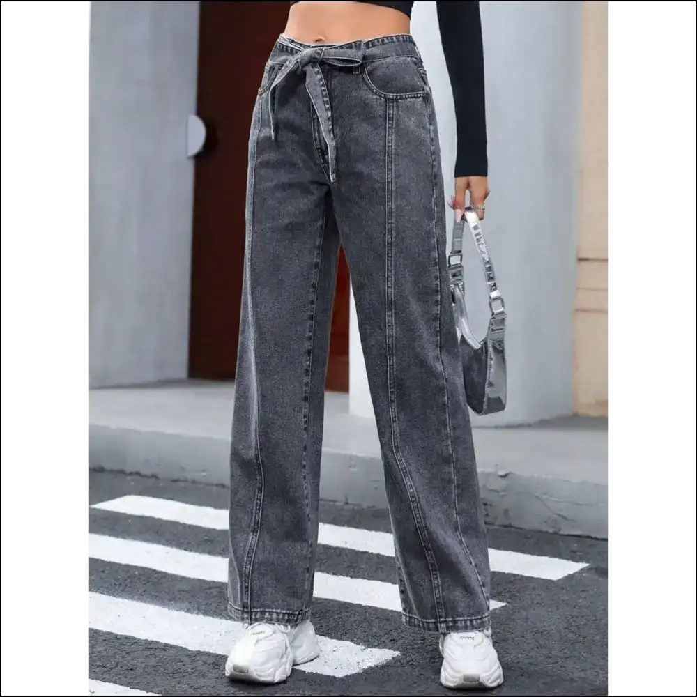 Chic Tied Straight Leg Jeans: Comfort so Good You’ll Need Therapy 😜 - Jeans on Sale Worldwide Shipping