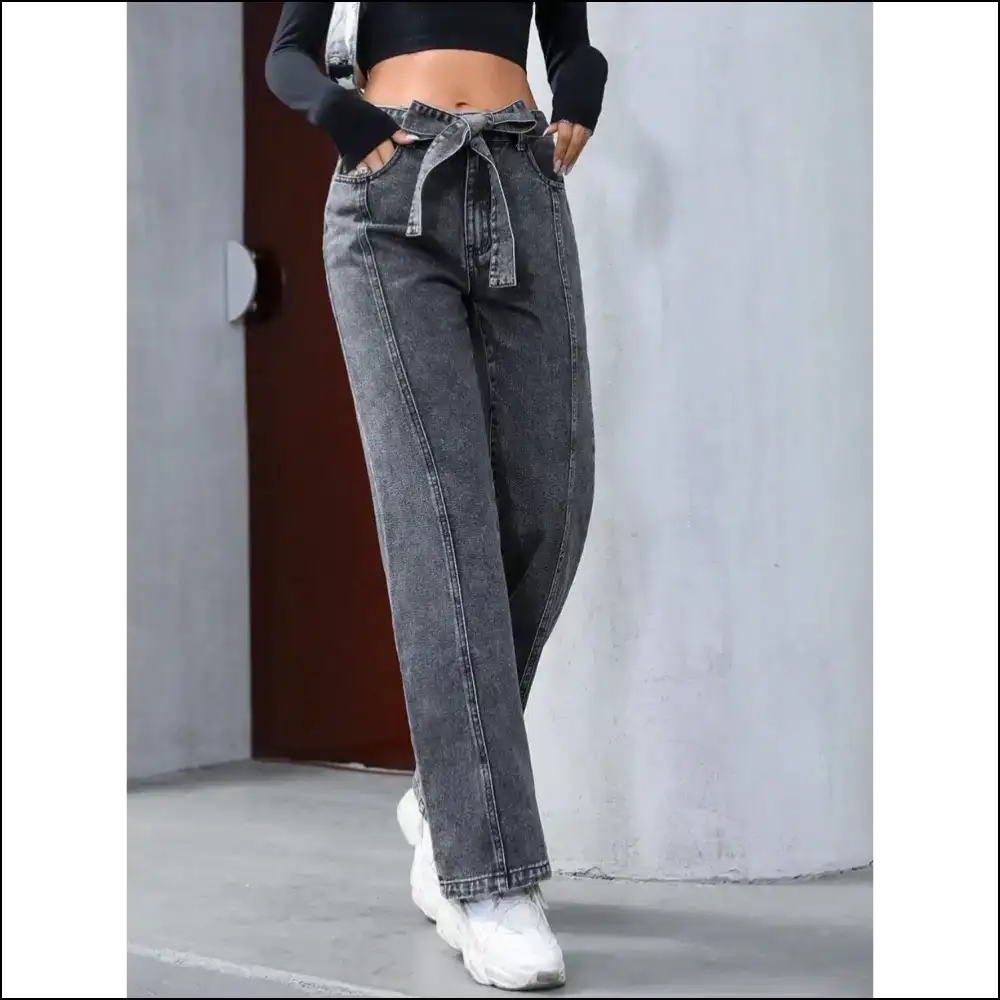 Chic Tied Straight Leg Jeans: Comfort so Good You’ll Need Therapy 😜 - Jeans on Sale Worldwide Shipping