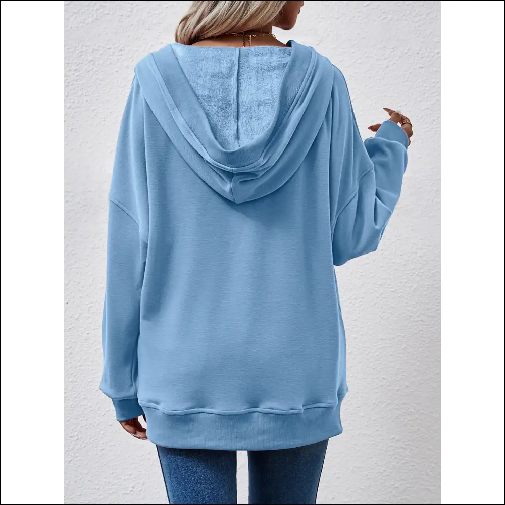 Chic V-neck Drop Shoulder Long Sleeve Hoodie - Sweatshirts & Hoodies on Sale Worldwide Shipping