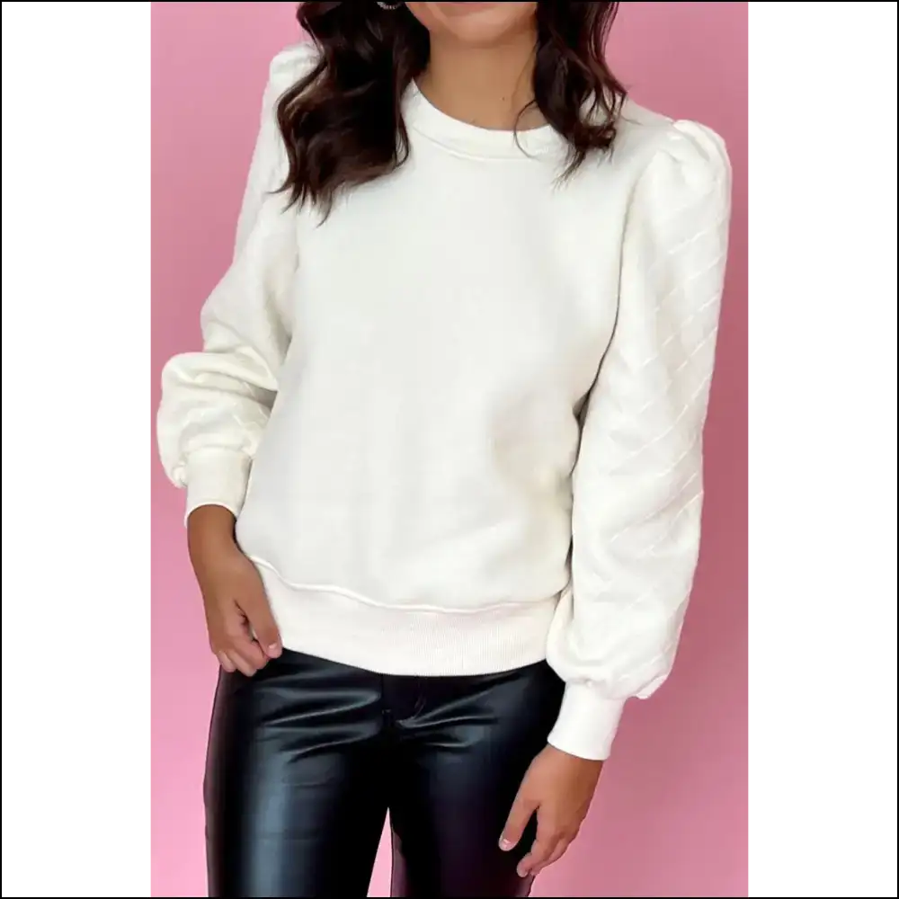 Chic White Checked Puff Sleeve: Fabulous! 💁♀️ Needful Things - s - Sweatshirts & Hoodies on Sale Worldwide Shipping