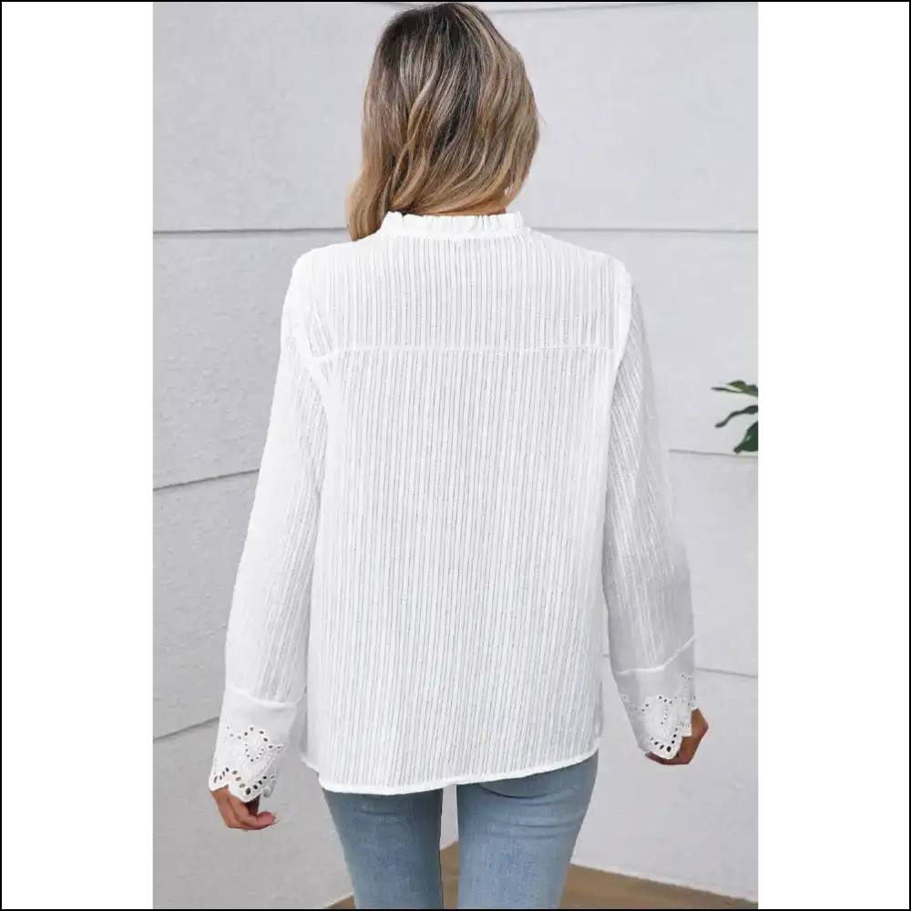 Chic White Eyelet: so Fancy Youll Faint π - Blouses on Sale Worldwide Shipping