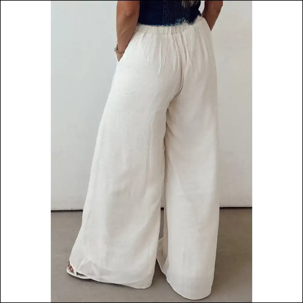 Chic White Tie Waist Pants: Fabulous Leg Prison ๐ - Pants on Sale Worldwide Shipping
