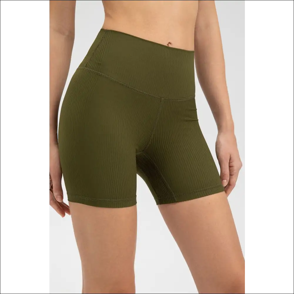 Chic Wide Waistband Slim Fit Sports Shorts - Moss / m - on Sale Worldwide Shipping
