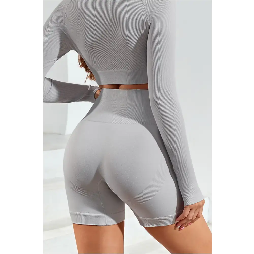 Chic Wide Waistband Sports Shorts for Women - Light Gray / l - on Sale Worldwide Shipping