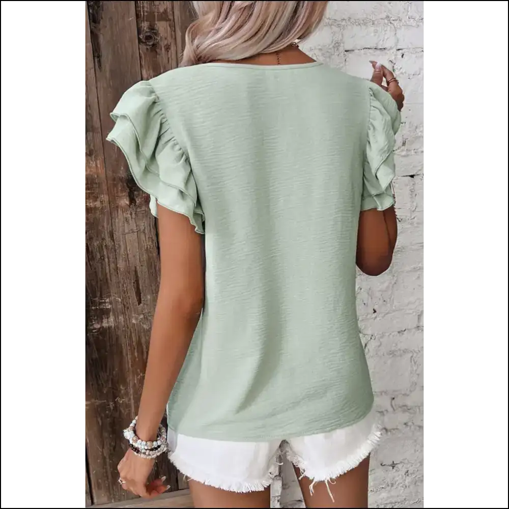 Clearly Aqua Ruffle Sleeve: my New Bff (blouse Friend Forever) ๐ - Blouses on Sale Worldwide Shipping