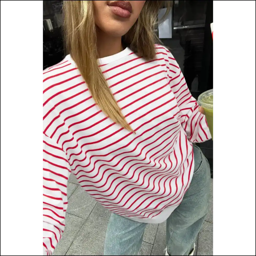 Coffee Striped Cozy: Needful Things’ Vibe Sweatshirt ☕ - Burgundy / s - Sweatshirts & Hoodies on Sale Worldwide Shipping