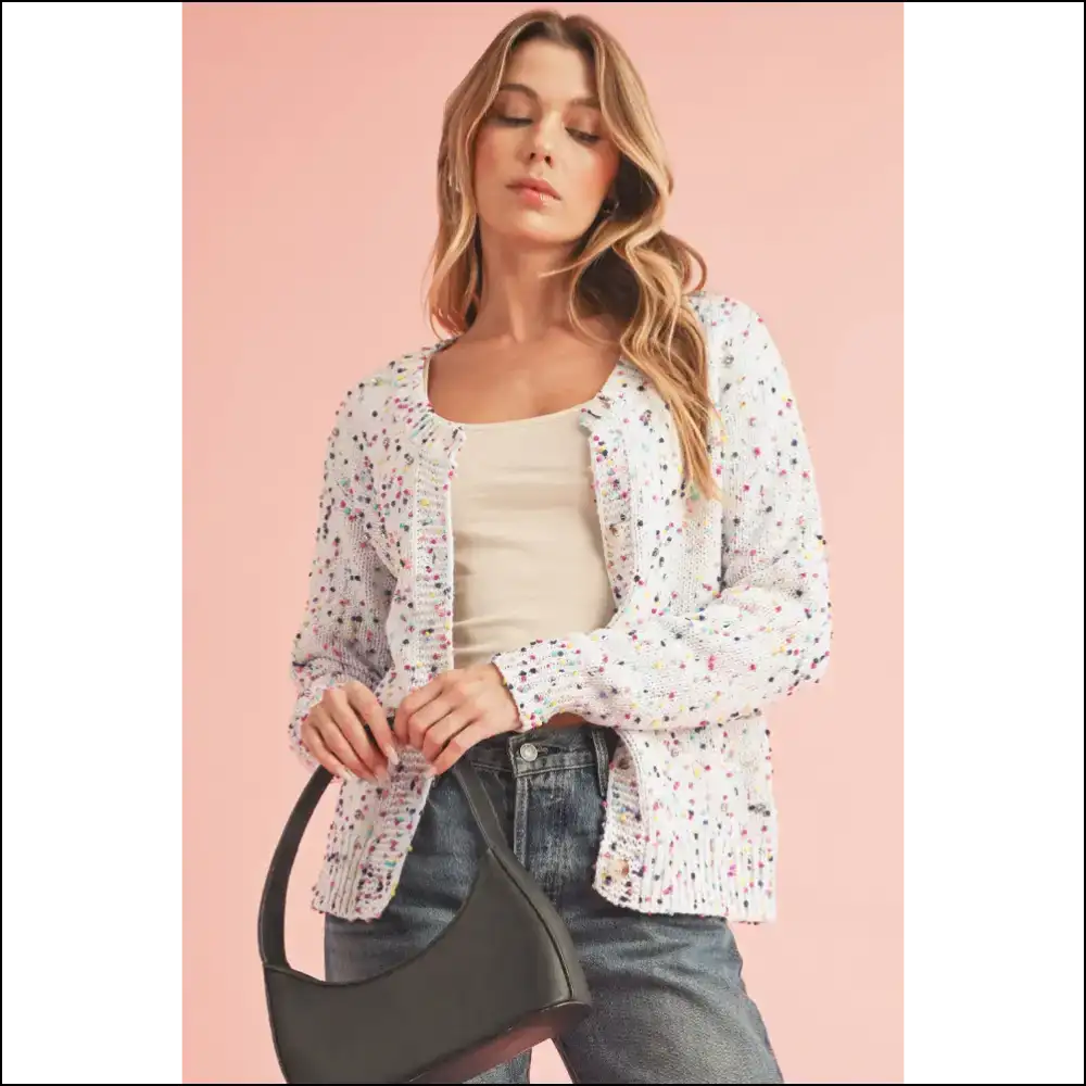 Confetti Knit Cardigan: Cozy Heart Thief from Needful Things! - Cardigans on Sale Worldwide Shipping