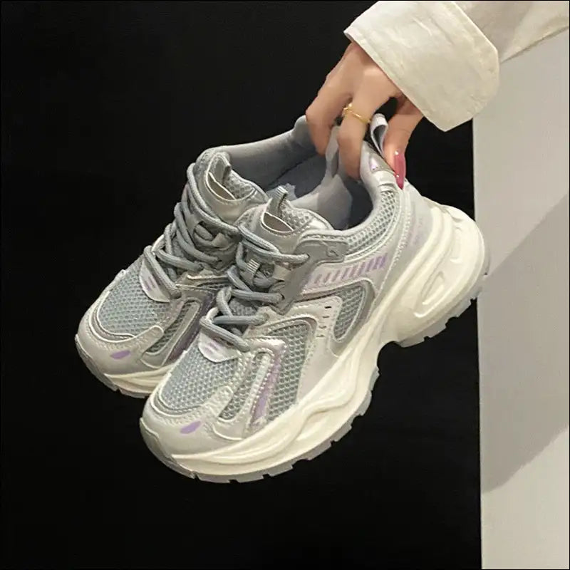 Contrast Mesh Platform Athletic - Shoes on Sale Worldwide Shipping