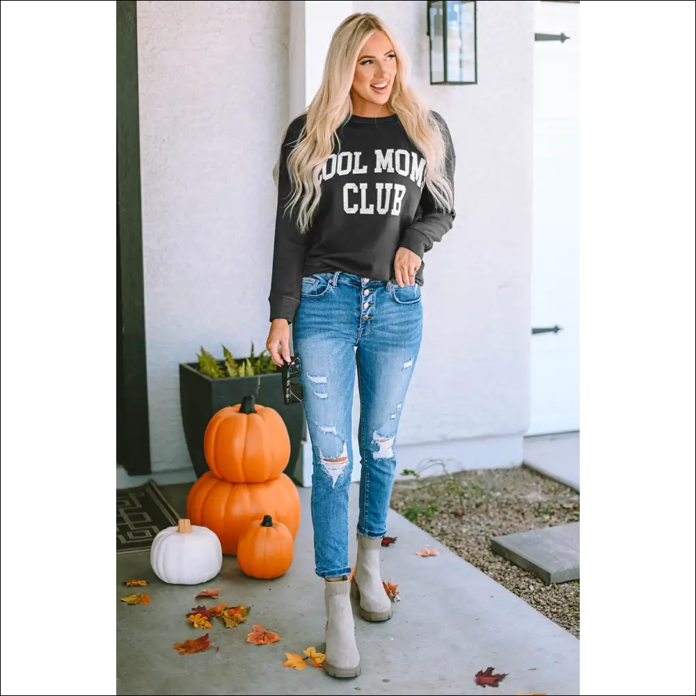 Cool Mom Club Round Neck Sweatshirt - Sweatshirts & Hoodies on Sale Worldwide Shipping