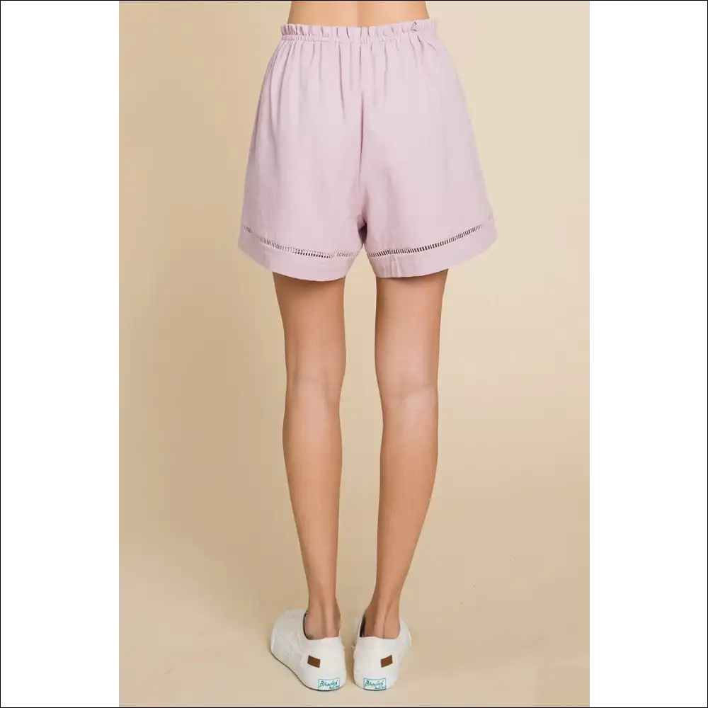 Cotton Bleu High Waist Drawstring Shorts - on Sale Worldwide Shipping
