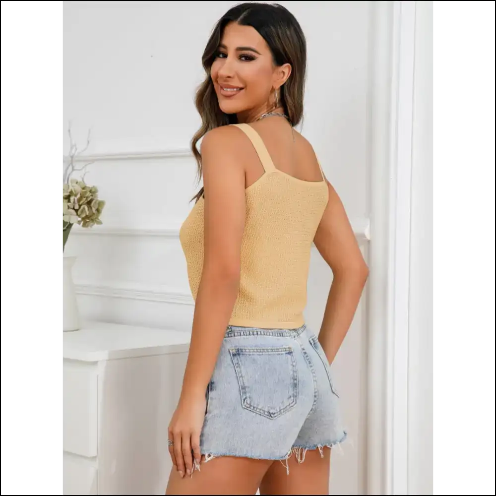 Cropped Cami: for when your Wardrobe Needs a Little Sass and Class ✨ - Tan / s - Tank Tops on Sale Worldwide Shipping