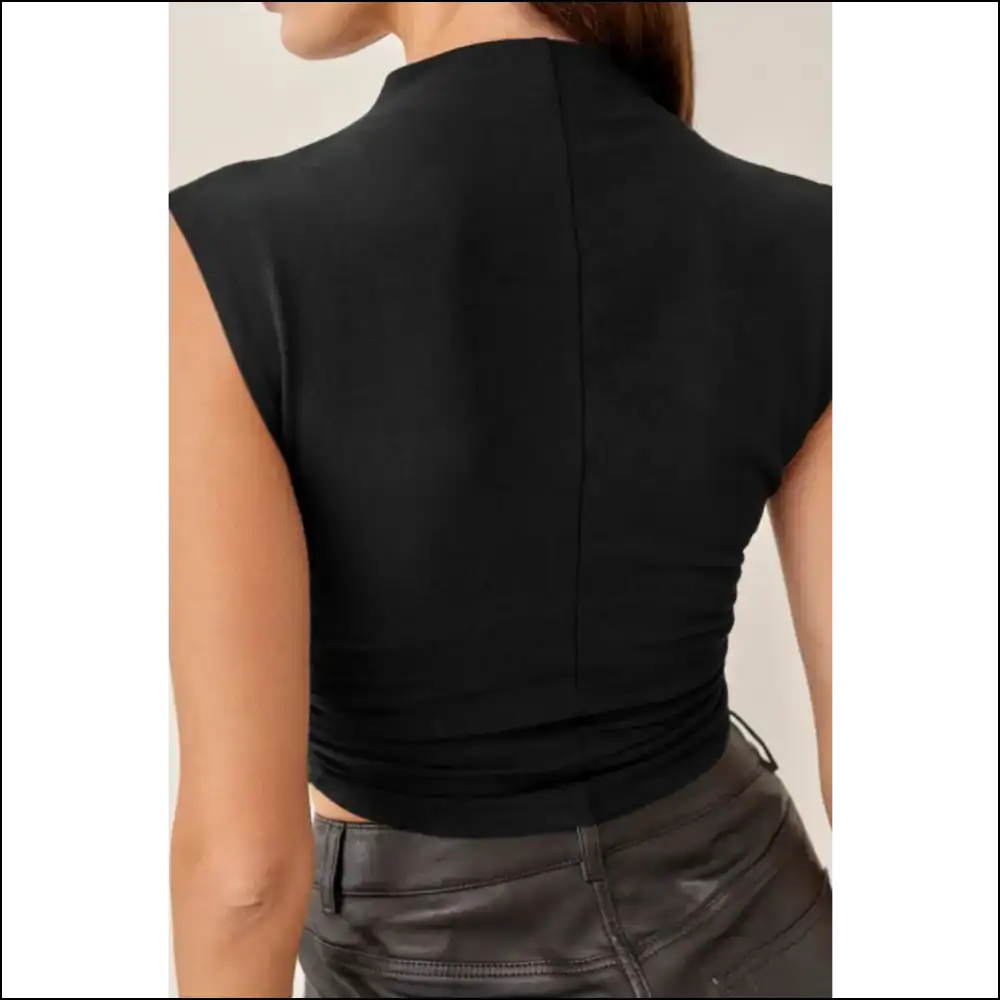 Cropped Mock Neck Ruched Tank: World Fading Confidence Boosting ๐ - Tank Tops on Sale Worldwide Shipping