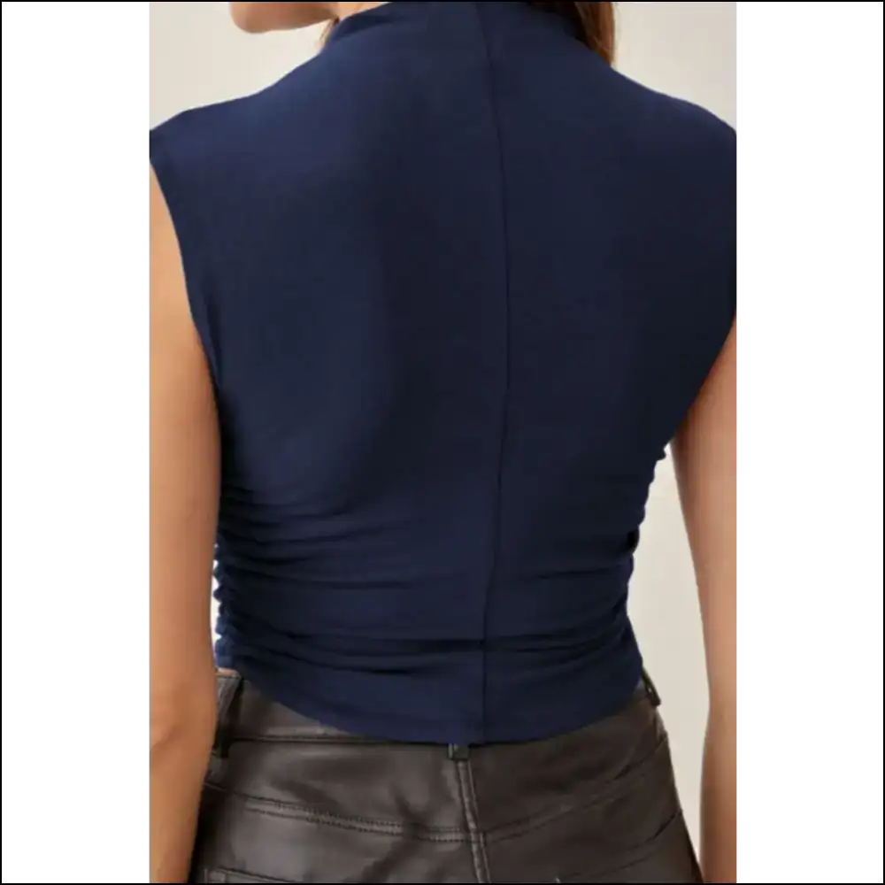 Cropped Mock Neck Ruched Tank: World Fading Confidence Boosting ๐ - Tank Tops on Sale Worldwide Shipping