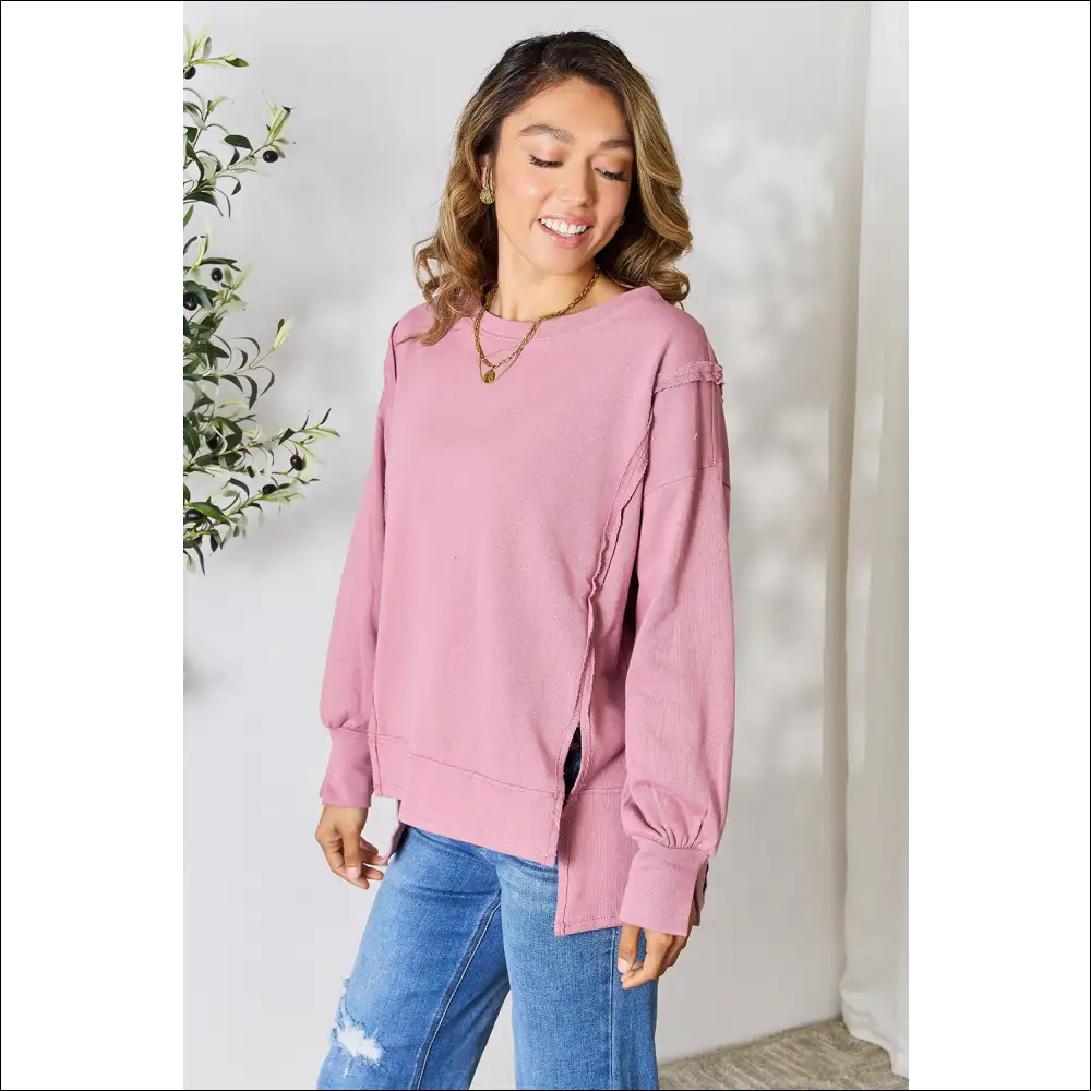 Culture Code Exposed Seam Slit Top - Sweatshirts & Hoodies on Sale Worldwide Shipping
