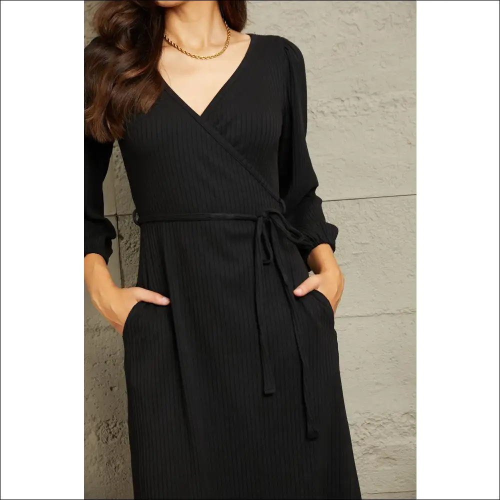 Culture Code Surplice Flare Ruching Midi Dress - Dresses on Sale Worldwide Shipping