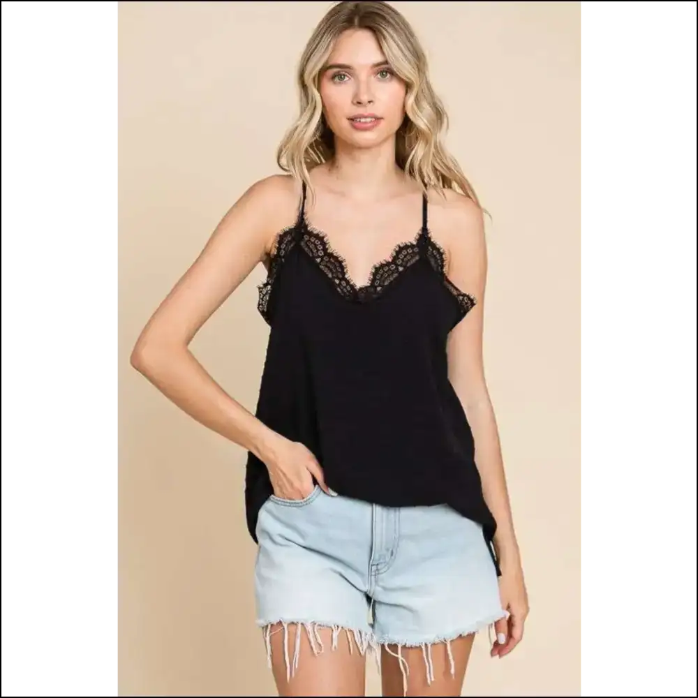 Culture Code Lace Detail Spaghetti Strap Cami - Tank Tops on Sale Worldwide Shipping