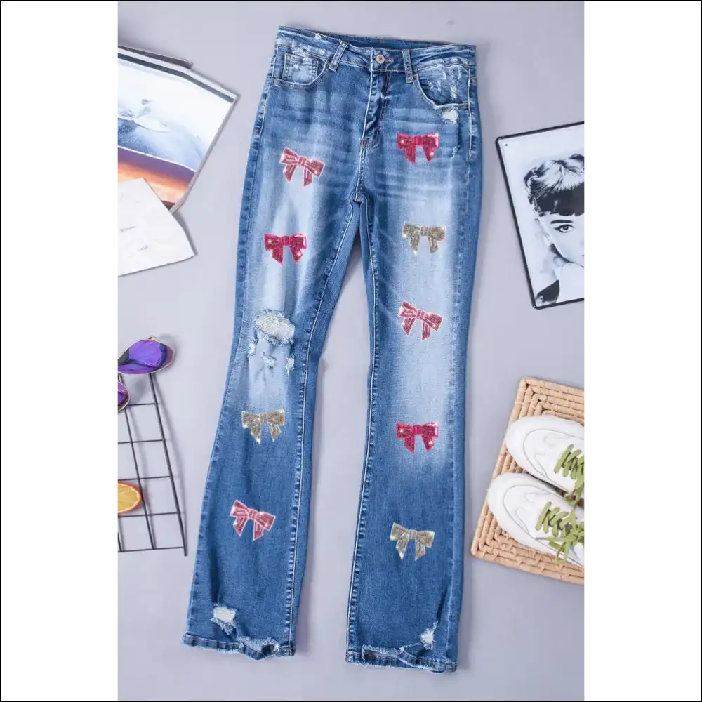 Dazzle in Distressed Bootcut Jeans: Because Basic is so Last Season ?π - Jeans on Sale Worldwide Shipping