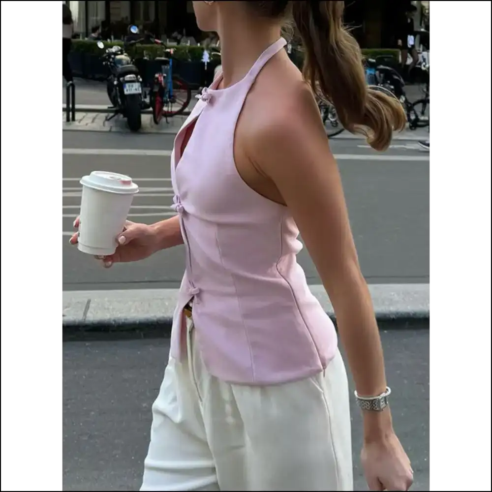 Devine Bow Cutout Round Neck Top - Tank Tops on Sale Worldwide Shipping