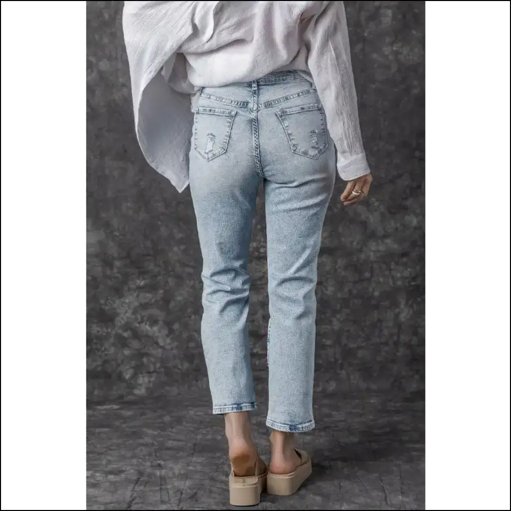 Distressed High Waist Jeans: where your Curves Meet Existential Dread ๐๐ - Jeans on Sale Worldwide Shipping