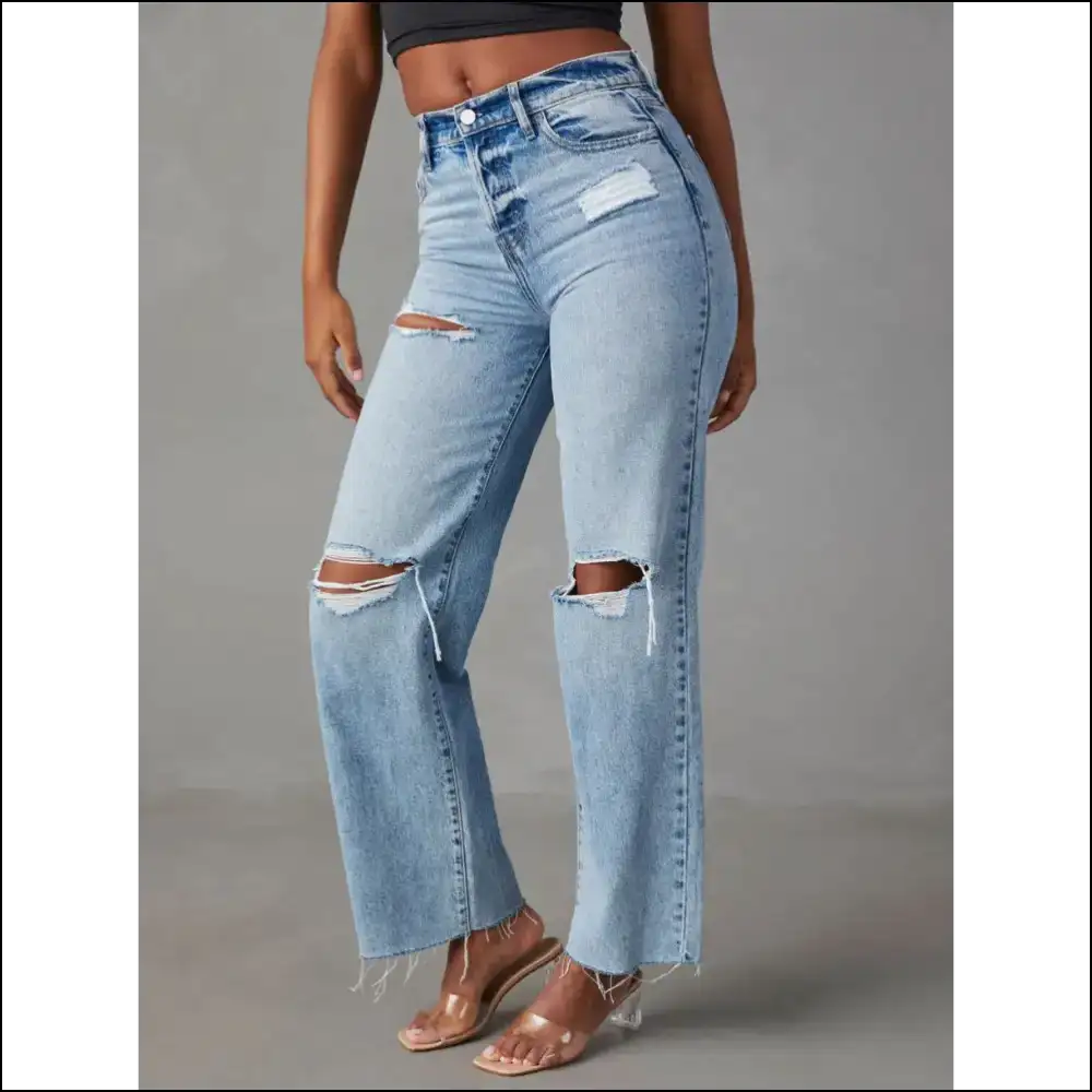 Distressed Straight Leg Jeans: Embrace Chic Without the Bank Heist ๐ธ๐ - Jeans on Sale Worldwide Shipping