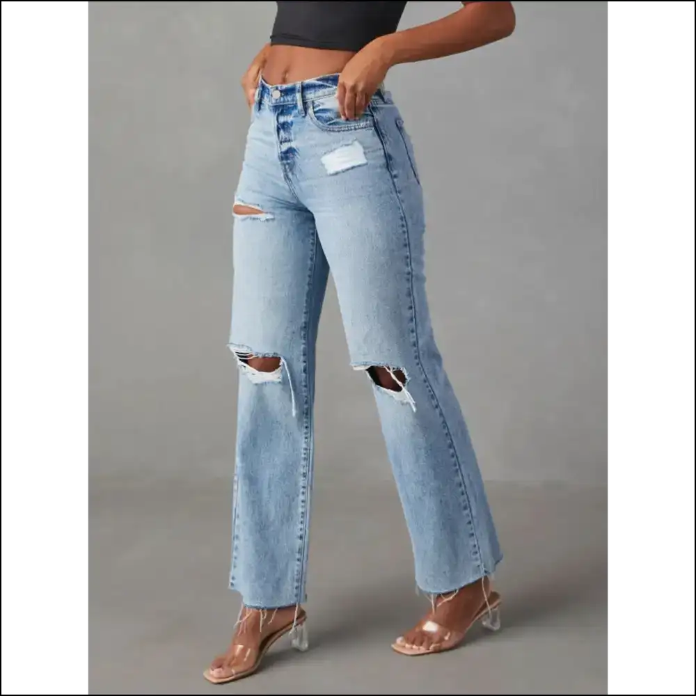 Distressed Straight Leg Jeans: Embrace Chic Without the Bank Heist ๐ธ๐ - Jeans on Sale Worldwide Shipping