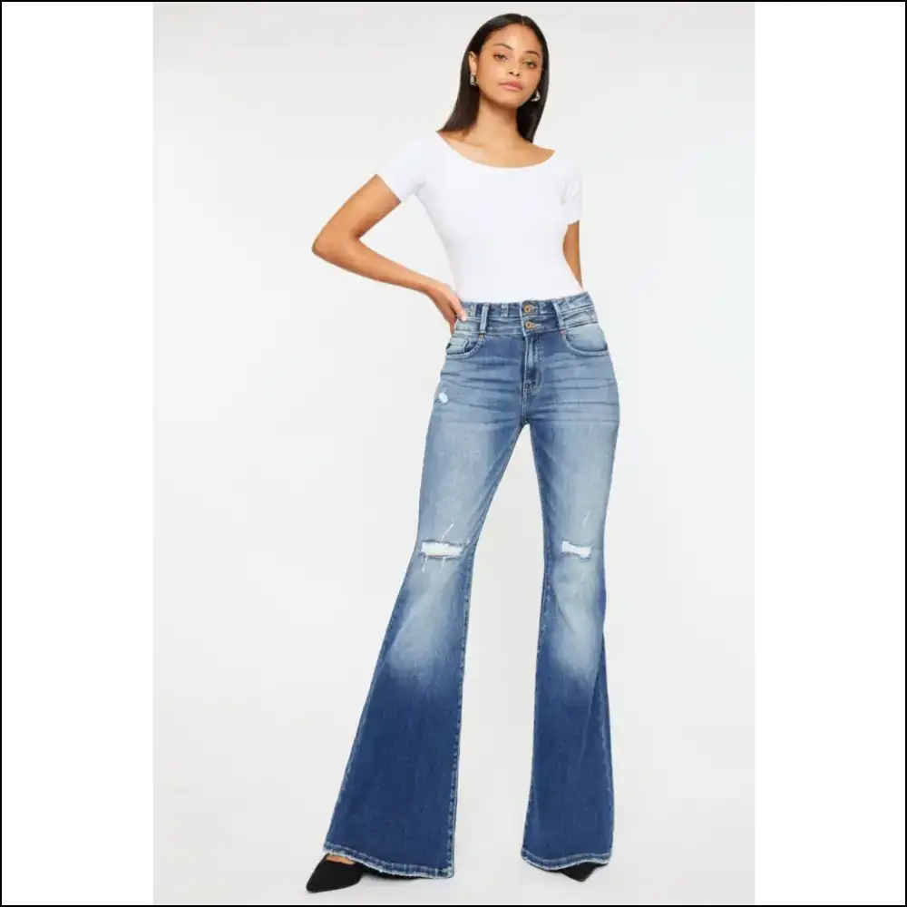 Diva Alert: Unleash your Inner Kancan High Rise Queen in Flare Jeans! πβ¨ - Dark / 9 - Jeans on Sale Worldwide Shipping