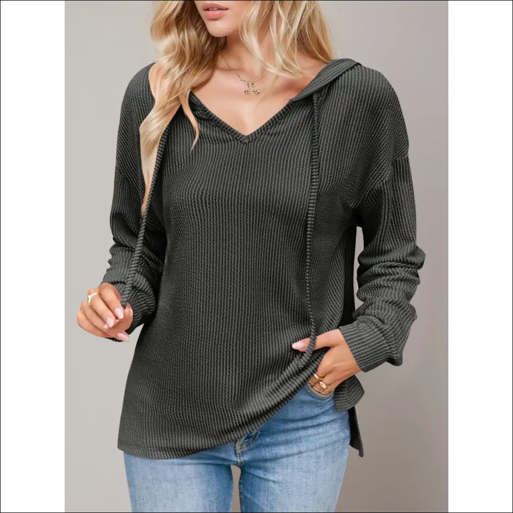 Double Take Dropped Shoulder Hoodie - Black / s - Hoodies Sweatshirts & on Sale Worldwide Shipping