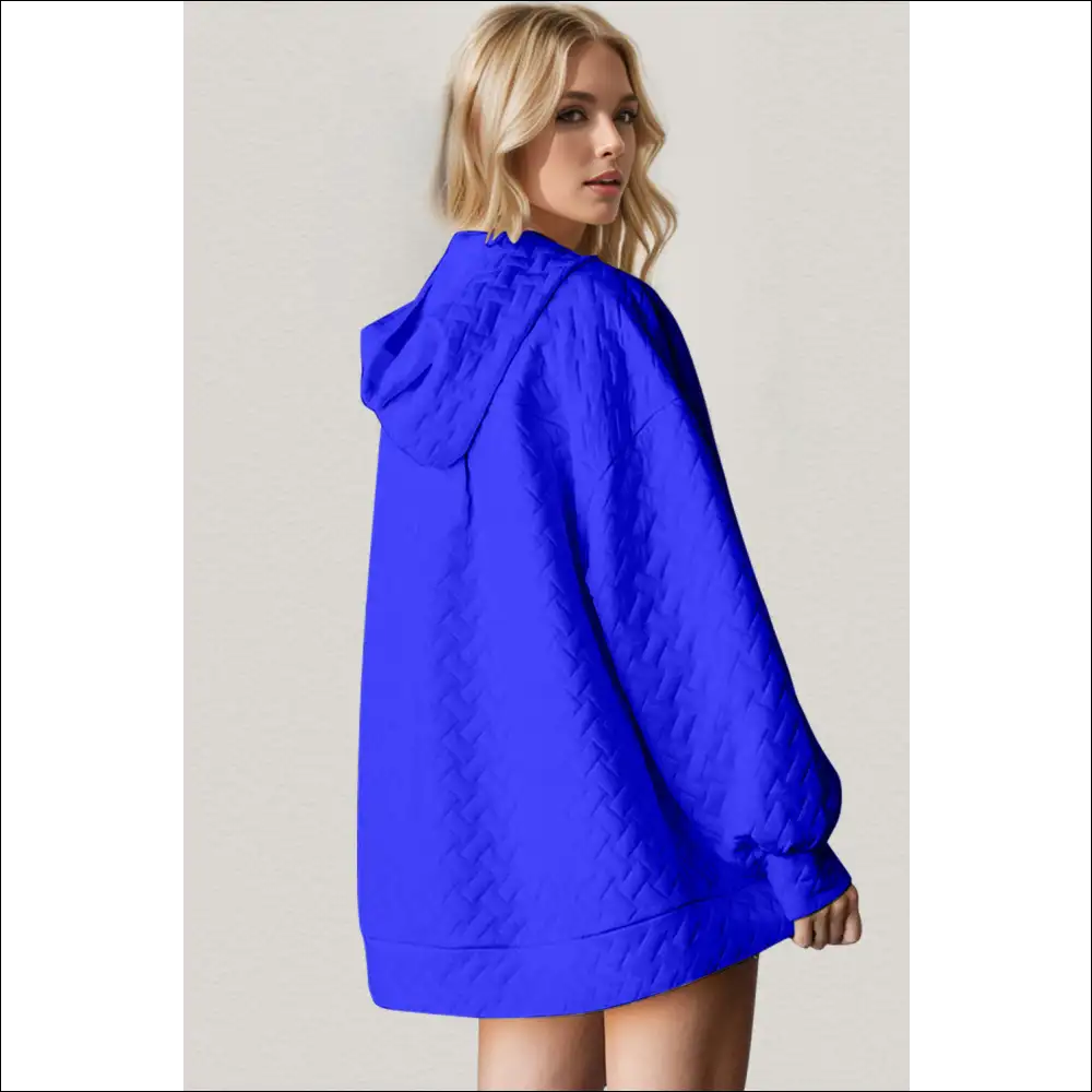 Double Take Textured Drop Shoulder Hoodie - Hoodies Sweatshirts & on Sale Worldwide Shipping