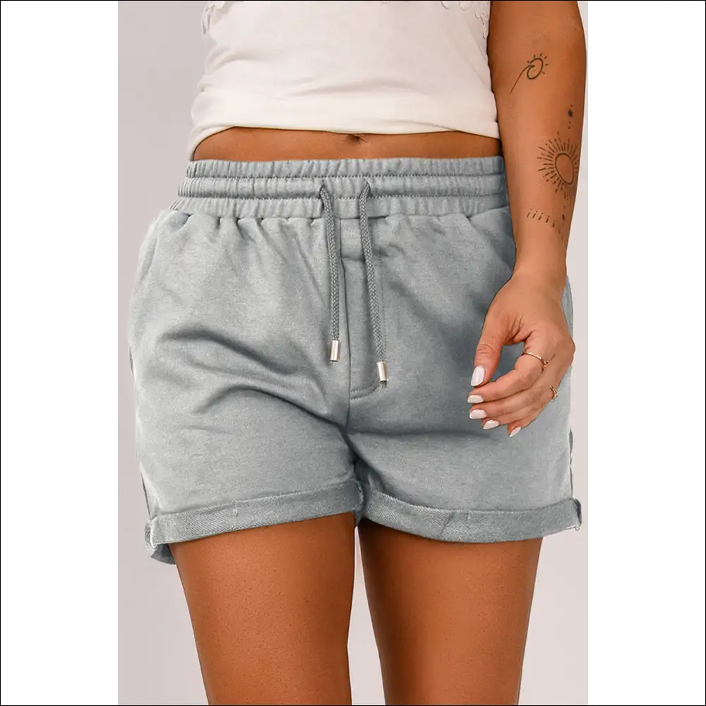Chic Drawstring Waist Cuffed Shorts - on Sale Worldwide Shipping