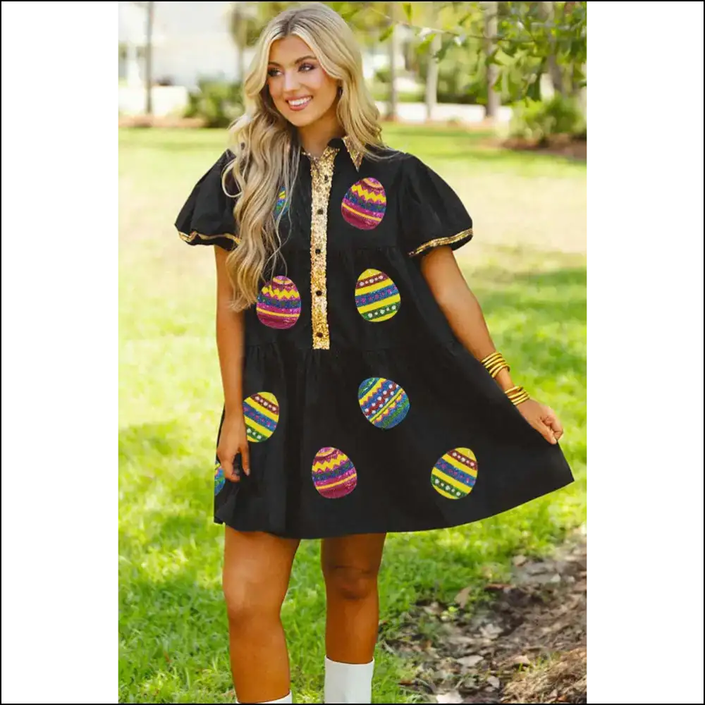 Egg-cellent Easter Egg Sequin Dress: Needful Things 🐣 - Short Dresses on Sale Worldwide Shipping