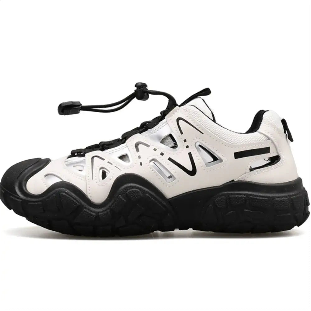 Elastic Lock Laces Round Toe Platform Contrast Athletic Shoes - Black / 35(us4) - on Sale Worldwide Shipping