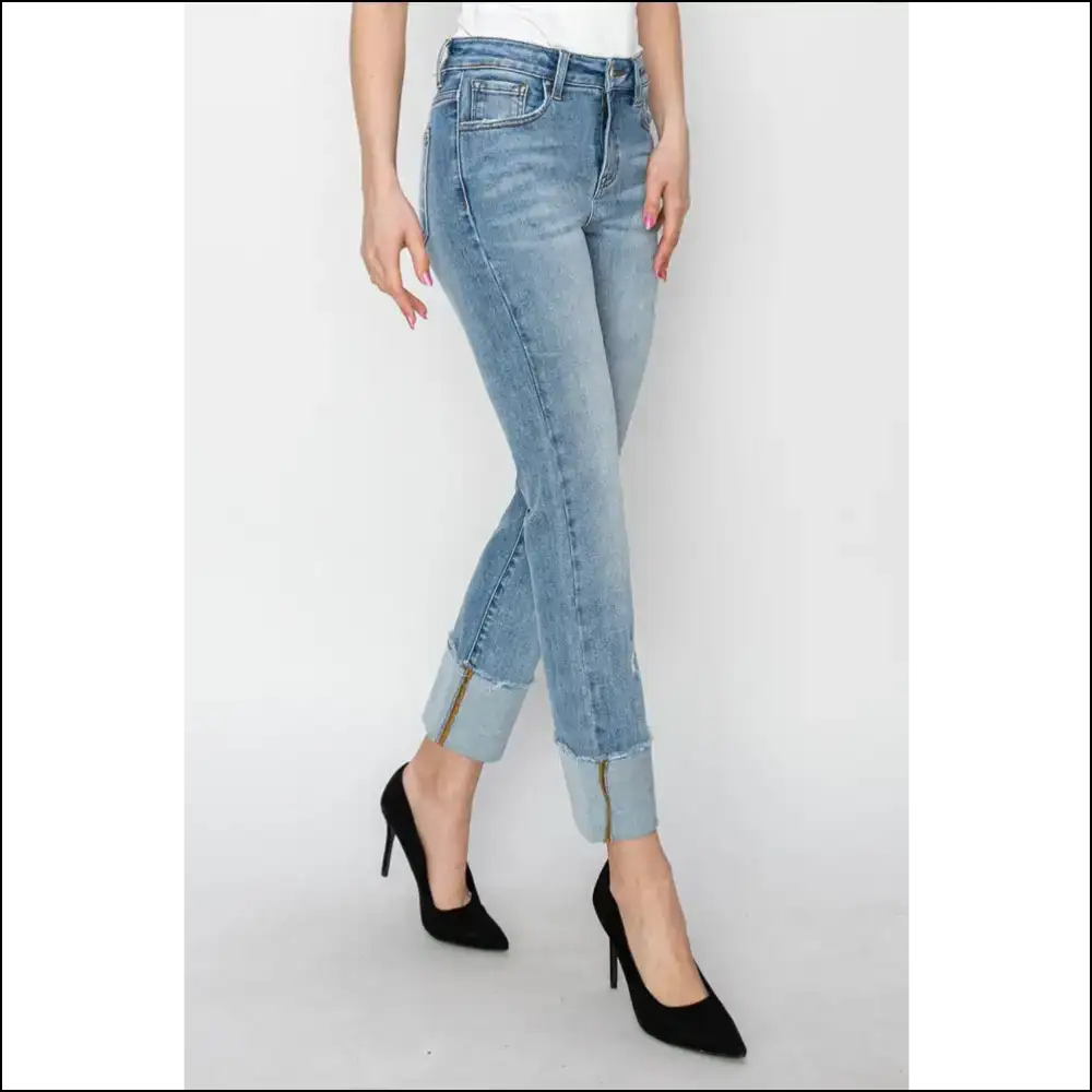 Elevate your Style Game: High Rise Cuffed Jeans for Lifeβs Twists ππ - on Sale Worldwide Shipping