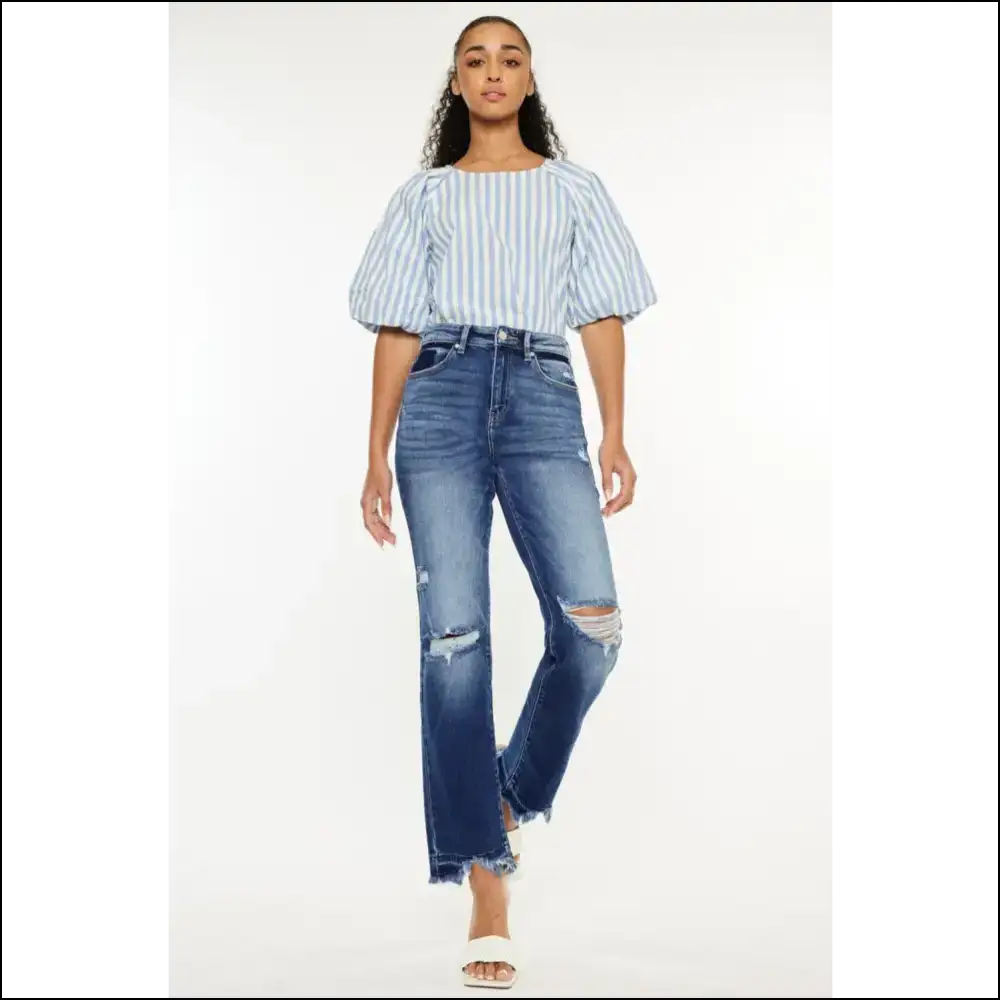 Elevate your Wardrobe with Kancan High Rise Distressed Jeans of Glory! πβ¨ - Dark / 15 - on Sale Worldwide Shipping