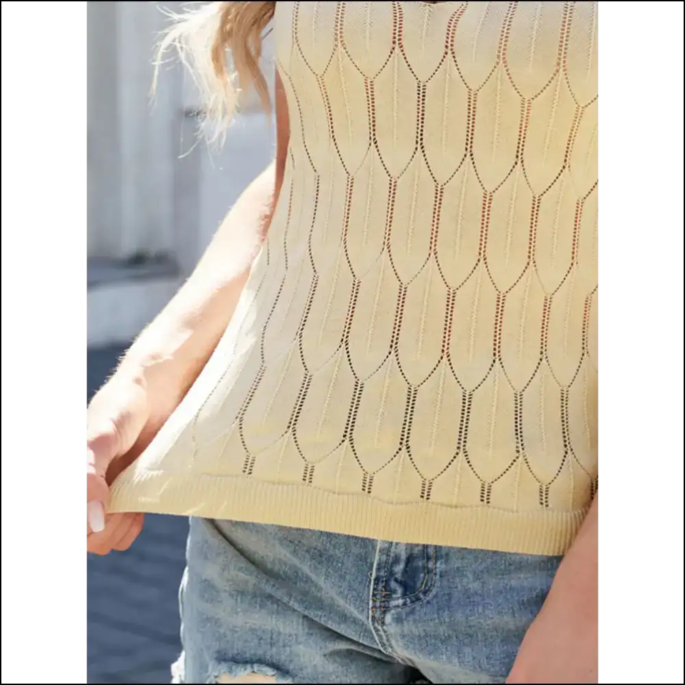 Eyelet Scoop Neck Knit Tank - Tops on Sale Worldwide Shipping