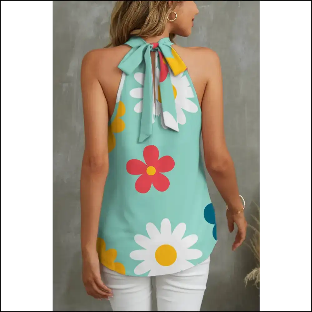 Fam-fam Flower Grecian Neck Tank - Tops on Sale Worldwide Shipping
