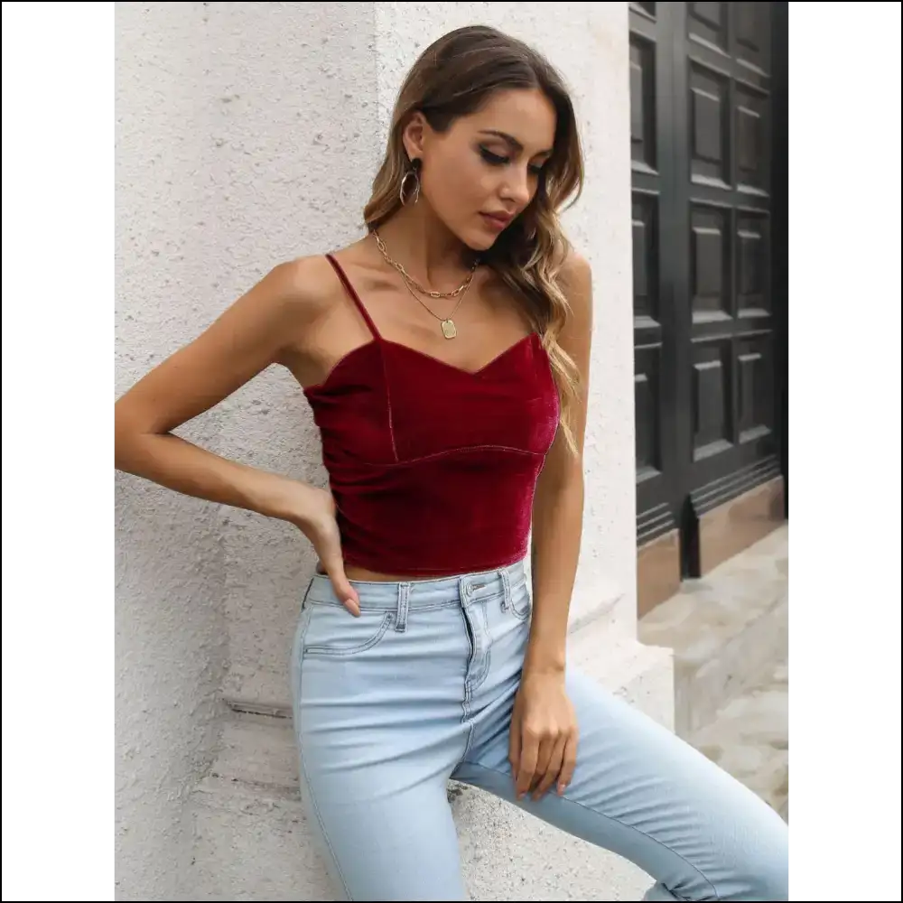 Feel Fabulous and Slightly Sinful in our Sweetheart Neck Cropped Cami! π - Burgundy / 3xl - Tank Tops on Sale Worldwide Shipping