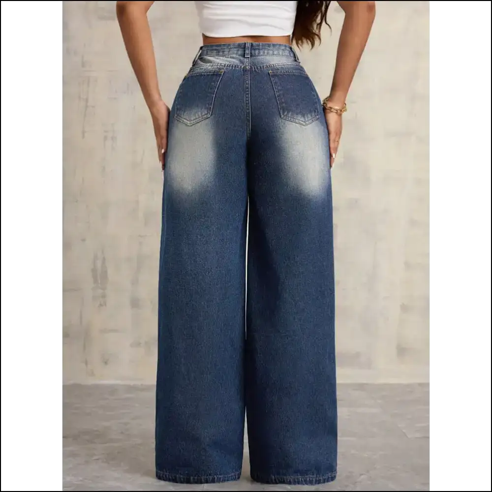 Flair your Derrière: Embrace Confidence in our Embroidered Wide Leg Jeans! 🌟 - Jeans on Sale Worldwide Shipping