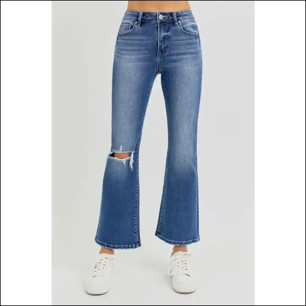 Flare it Like you Mean It: Risen High Rise Crop Jeans for the Bold - on Sale Worldwide Shipping