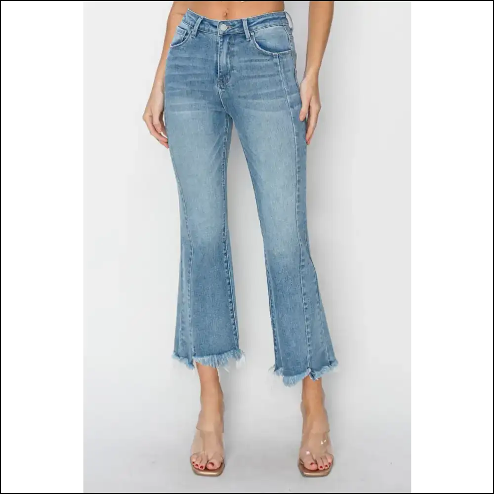 Flare Up the Fun in High Rise Frayed Hem Jeans β Itβs Denim Darling! πβ¨ - on Sale Worldwide Shipping