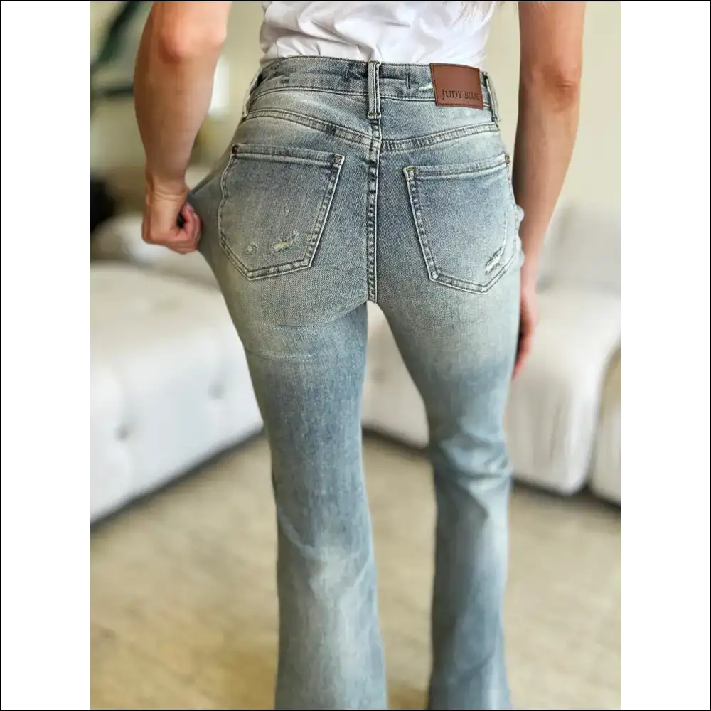Flare Up your Life: Feel Fierce in Judy Blue Mid Rise Magic! 👖✨ - Jeans on Sale Worldwide Shipping