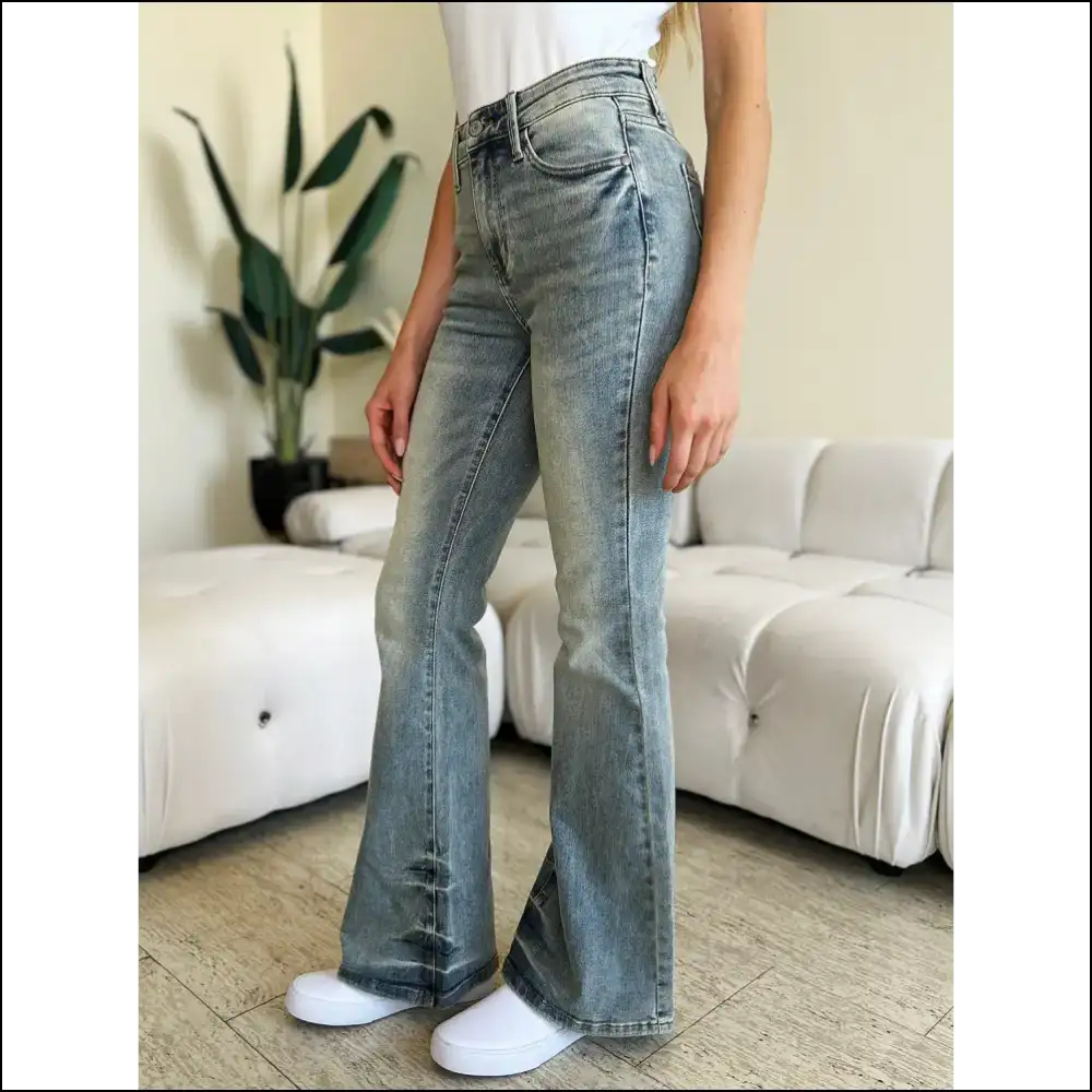 Flare Up your Life: Feel Fierce in Judy Blue Mid Rise Magic! 👖✨ - Jeans on Sale Worldwide Shipping