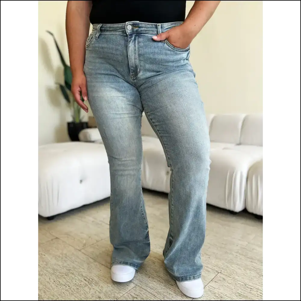 Flare Up your Life: Feel Fierce in Judy Blue Mid Rise Magic! 👖✨ - Jeans on Sale Worldwide Shipping