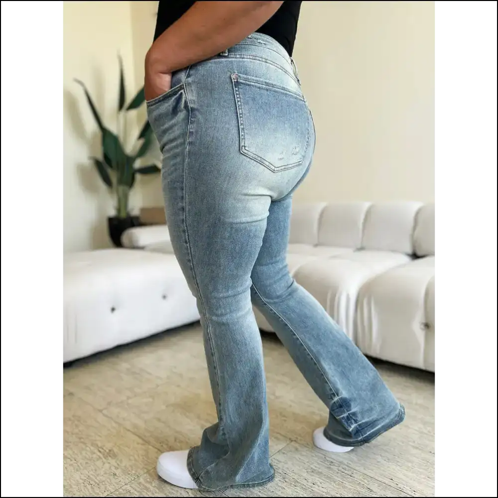 Flare Up your Life: Feel Fierce in Judy Blue Mid Rise Magic! 👖✨ - Jeans on Sale Worldwide Shipping
