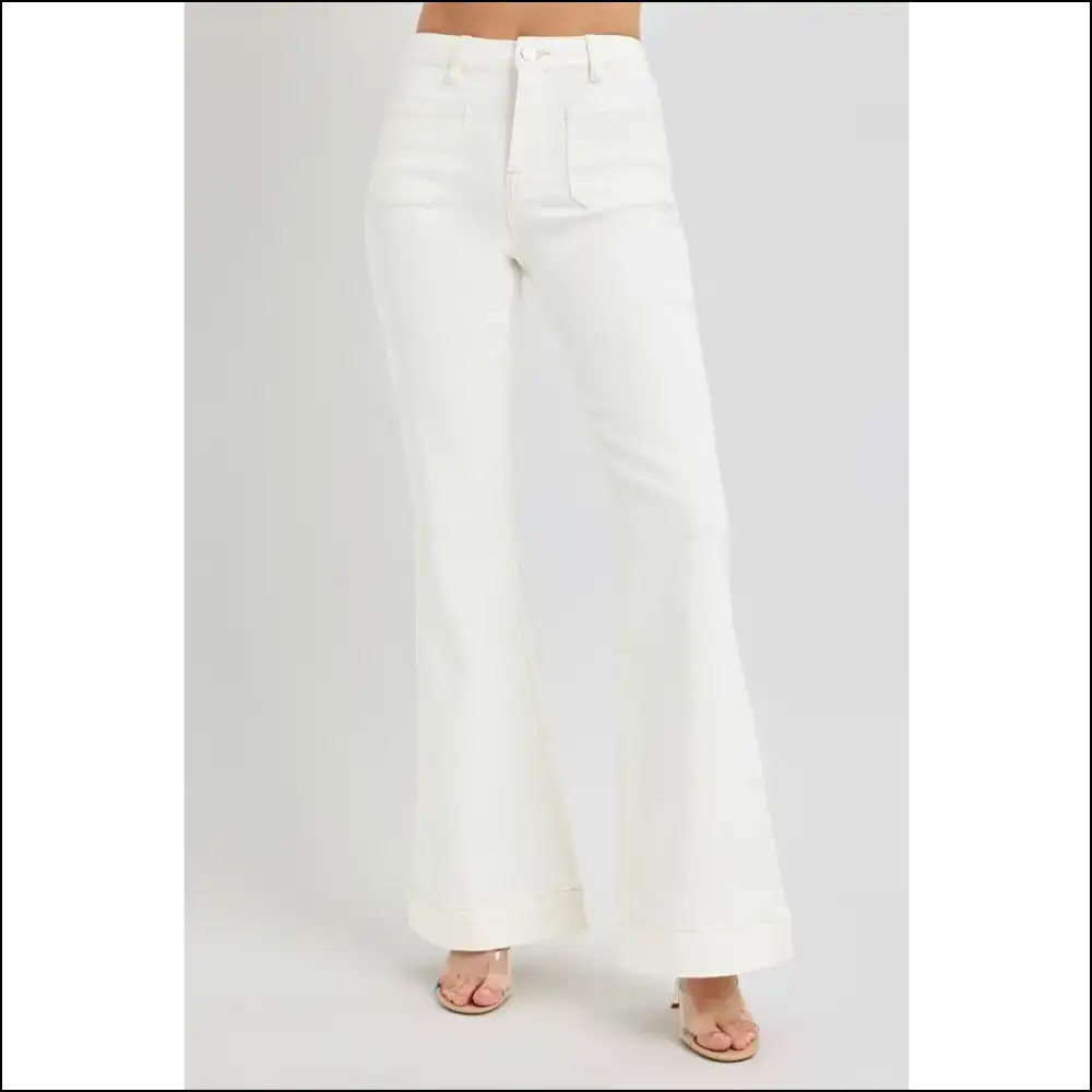 Flare Up your Life with Needful Things High Rise Patch Pocket Jeans! πβ¨ - Cream / 15(32) - Jeans on Sale Worldwide Shipping