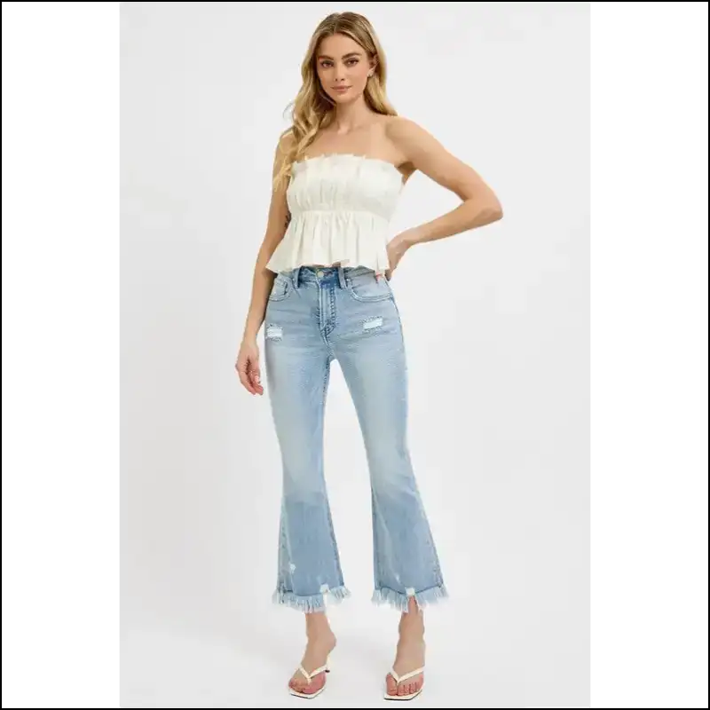 Flare Up your Style with Needful Things Distressed Cropped Jeans π - on Sale Worldwide Shipping